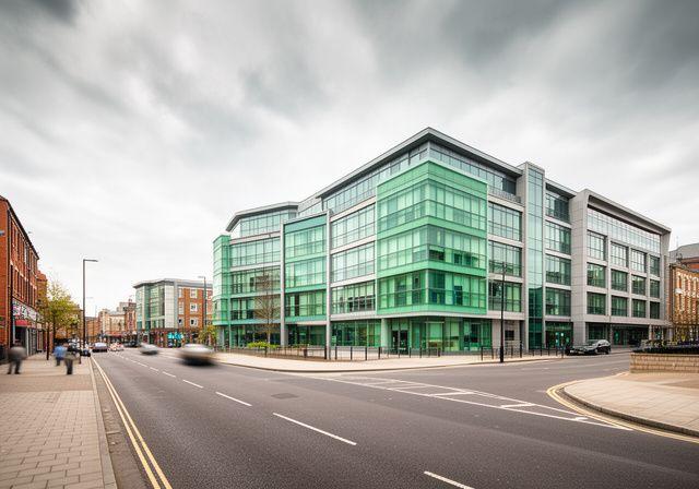Modern office area near Sandwell in the West Midlands with a clear street scene and business district atmosphere